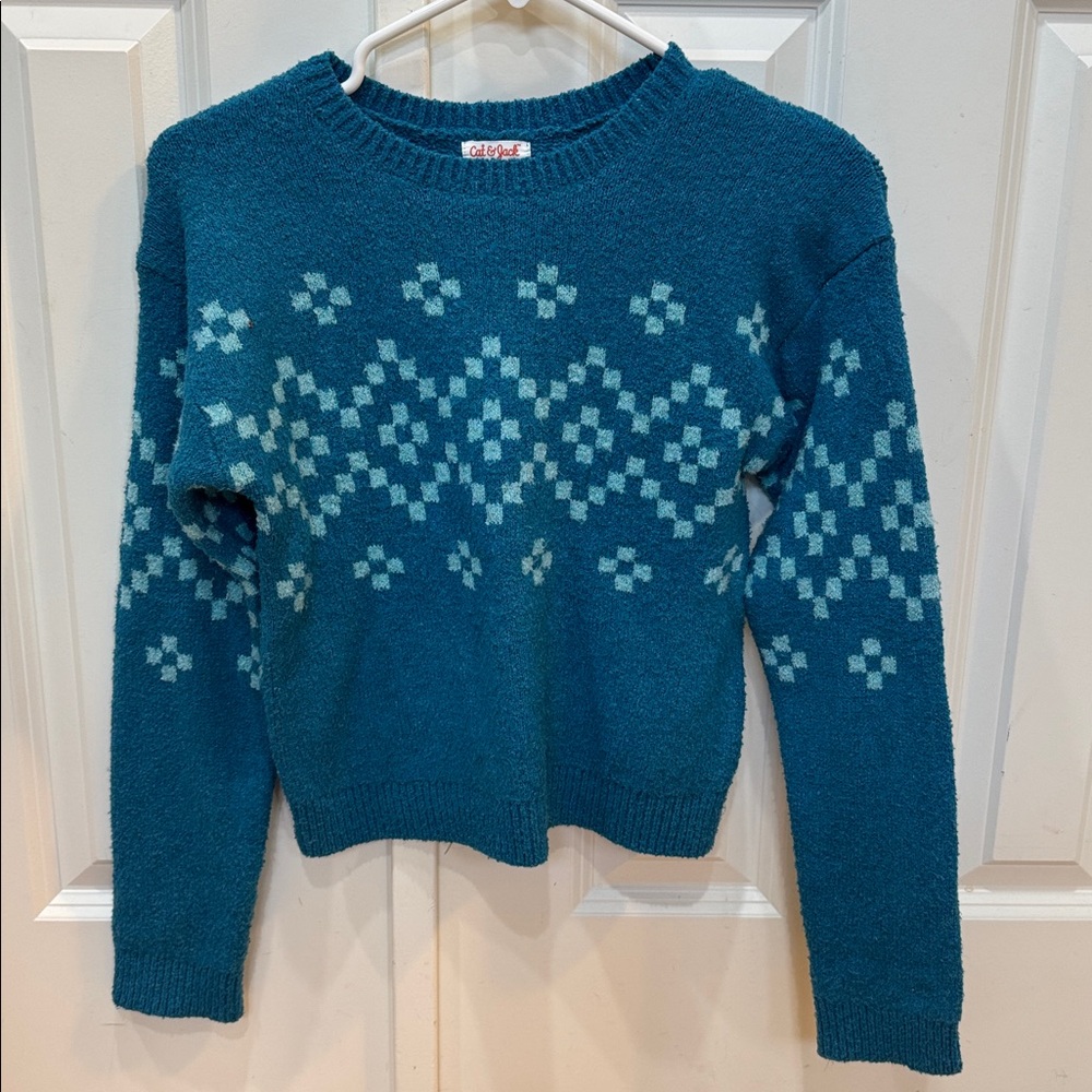 Cat & Jack Teal Knit Sweater SIZE 10/12